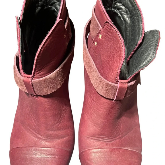 Rag & Bone Harrow Burgundy Leather Stud Harness Block‎ Heel Size 38 Taylor Swift - Picture 13 of 13